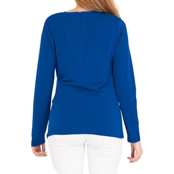 Michael Kors Long Sleeve Jersey Top With Gold Plate Side, navy size medium - Picture 2 of 7